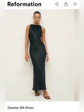 Reformation Casette Black Satin Dress